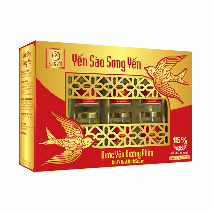 Nước Yến Đường Phèn (Tổ yến chưng 15%) Hộp 6 Lọ